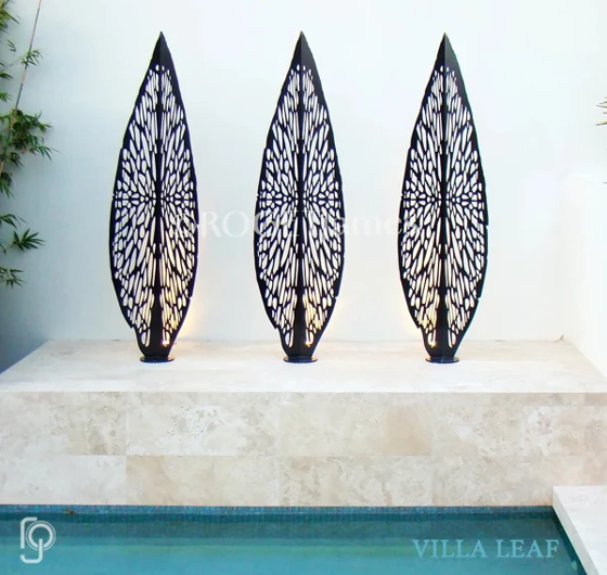 VILLA LEAF — laser cut metal garden sculpture, Leaf Sculptures range, by ROGETjames